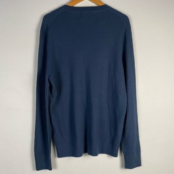 Banana Republic Italian Merino Yarn Crewneck Knit Sweater Size Large Blue - Picture 4 of 7